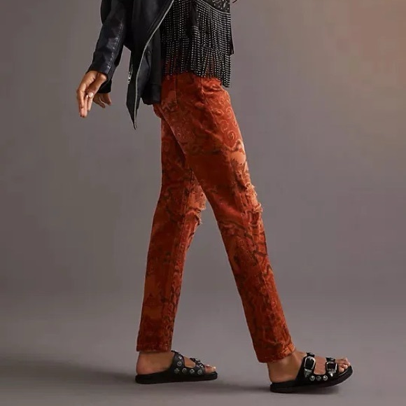 Anthropologie Pilcro Distressed Boyfriend Jeans Burnt Orange Petite Size 24P - Picture 1 of 14